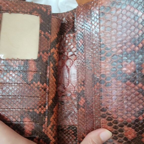 Grand Pelle Handmade 100% Genuine Python Leather Brown Crossbody Wallet - Picture 6 of 13